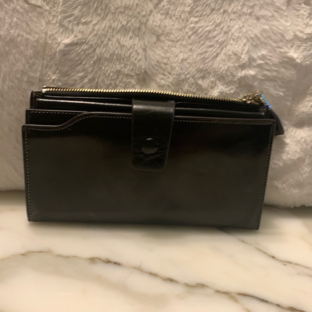 Black smooth soft leather wallet